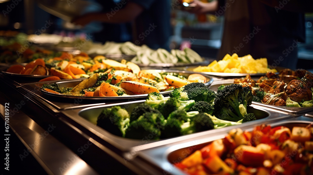 Catering buffet food in the restaurant