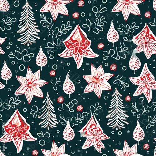 Christmas seamless pattern with decorative elements vector 