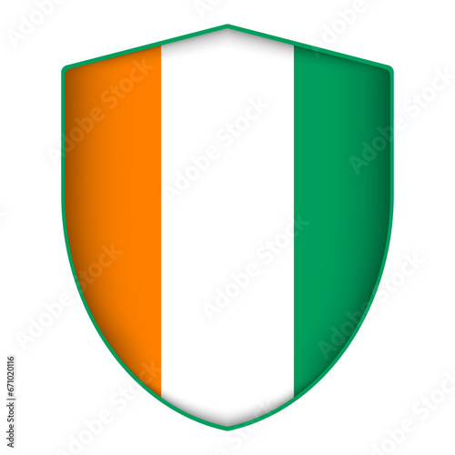 Free Download Ivory coast flag in shield shape. Vector illustration. - GFXLoad