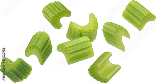 Chopped celery isolated photo