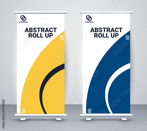 Business Presentation Roll-Up Standee Black & Yellow , Corporate Event Roll-Up Display Standee in Classic Black