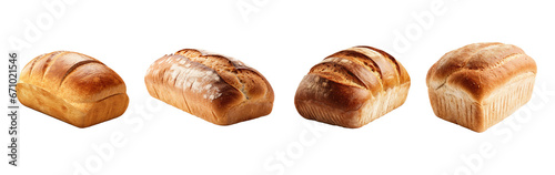 loaf of bread collection. Isolated transparent PNG background. 
