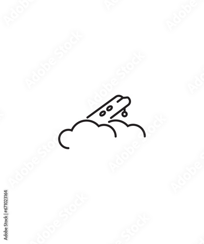 airplane with clouds icon  vector best line icon.
