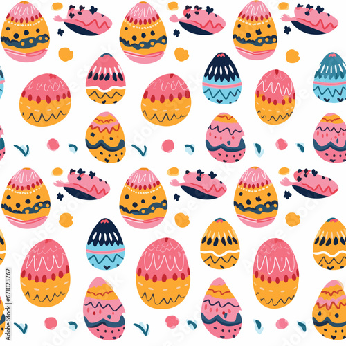 Easter background with colorful eggs on whit 