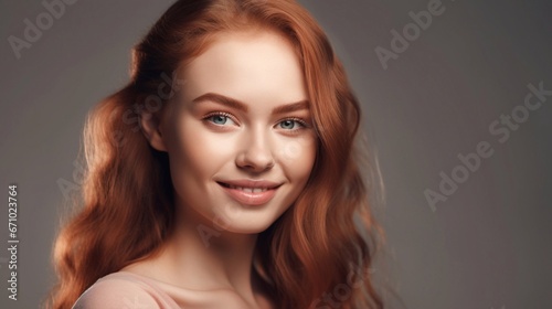 Portrait of young happy woman looking into camera. Beauty, skincare, skincare cosmetics.