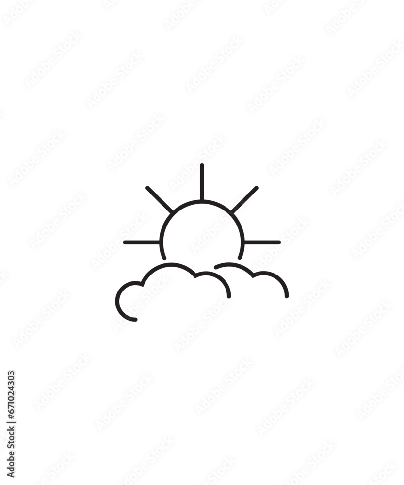 sun with clouds icon, vector best line icon.