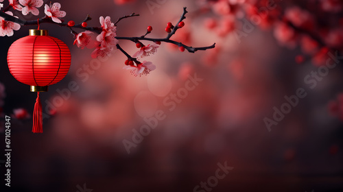 Dongzhi celebrates the winter solstice, A traditional Chinese festival with lantern and red plum blossom background, Mid-Autumn Festival, Chinese new year banner theme