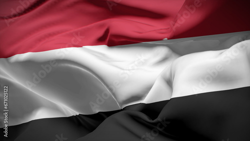 Close-up view of Yemen National flag.