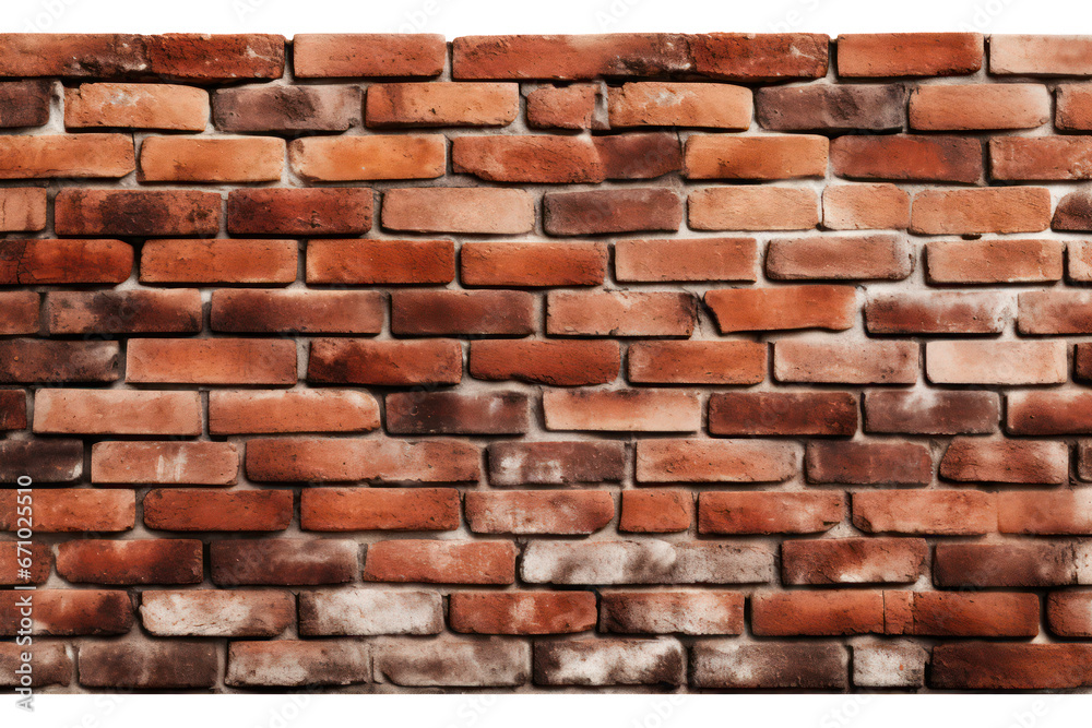 Fototapeta premium Red bricks wall, masonry background, isolated on transparent background, png