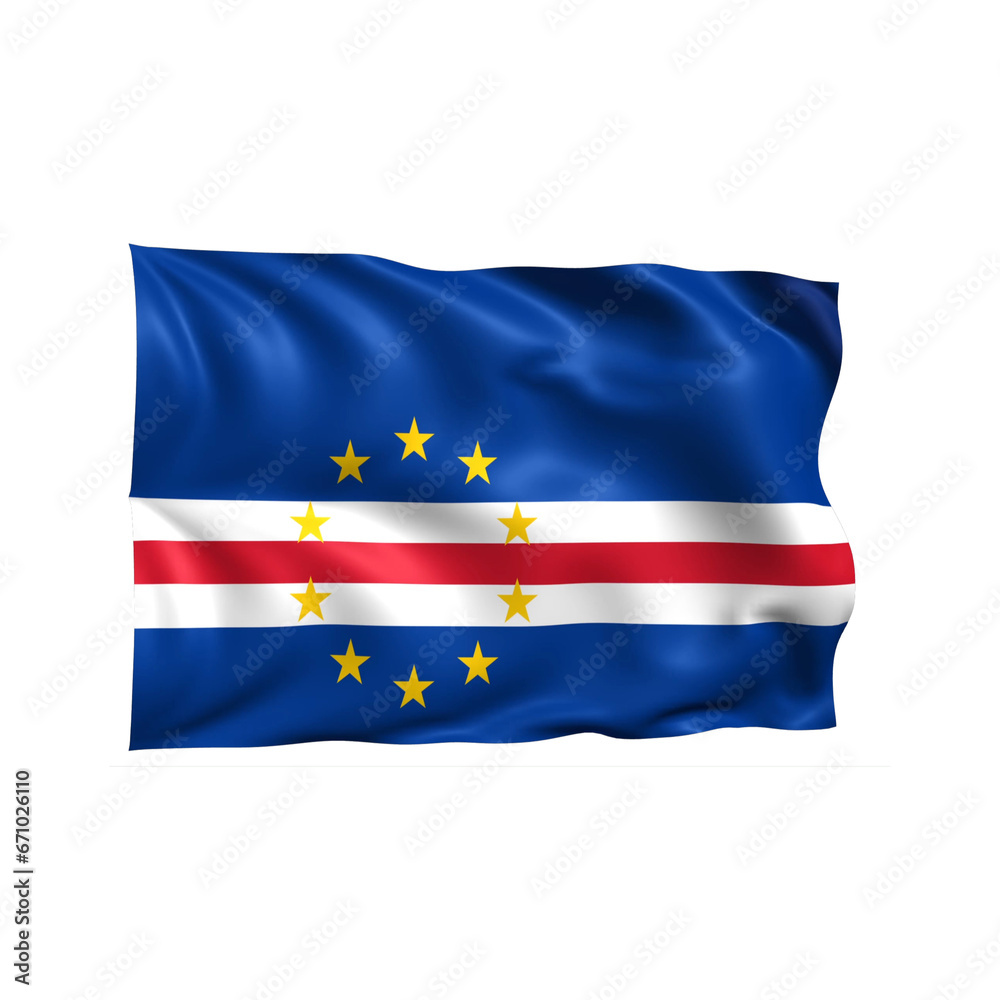 Cape Verde Islands national flag on white background. Cape Verde Islands national flag on white background.