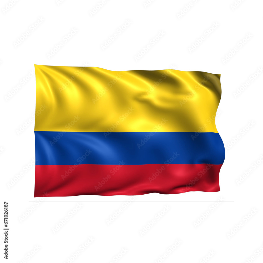Fototapeta premium Colombia national flag on white background.