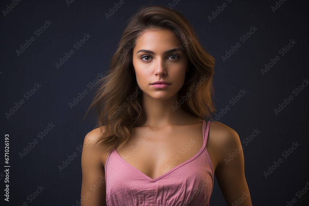 Generative ai photography of beautiful charming lady isolated on dark grey background Generative ai photography of beautiful charming lady isolated on dark grey background