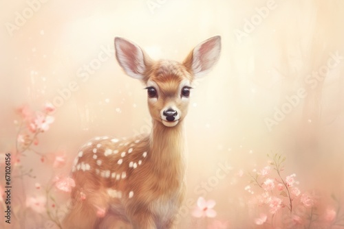Pastel Nursery Baby Deer