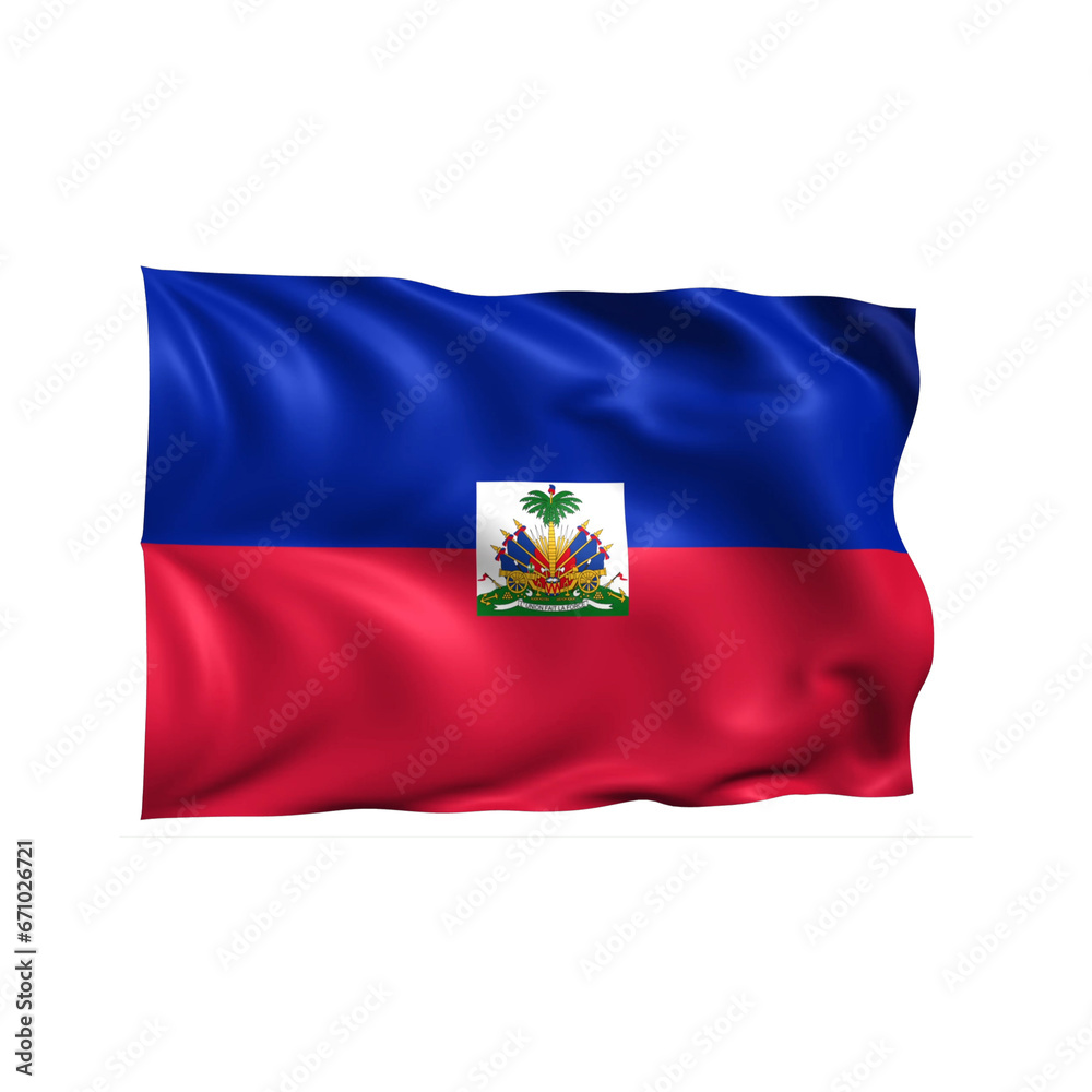 Fototapeta premium Haiti national flag on white background.