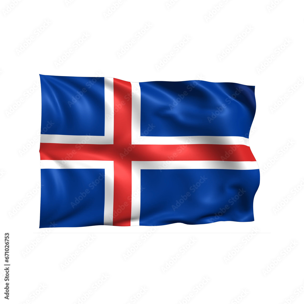 Iceland national flag on white background. Iceland national flag on white background.