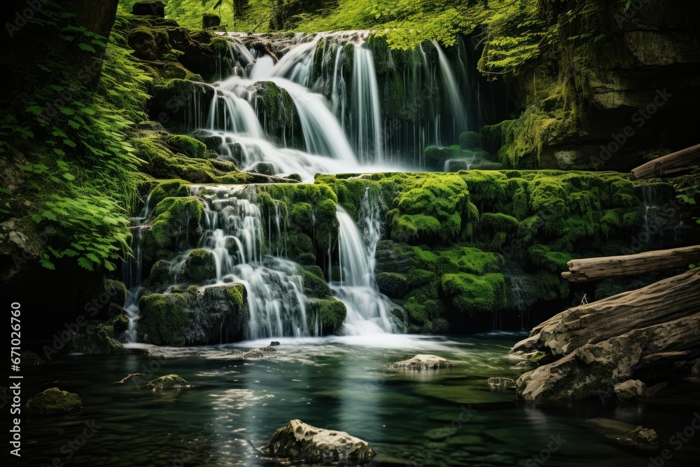 Fototapeta premium Gentle Cascading Waterfall.