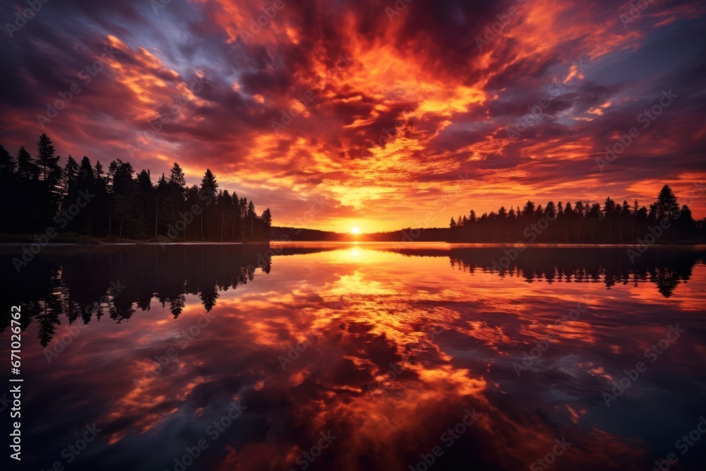 Naklejka premium Sunset Reflections on Lake.
