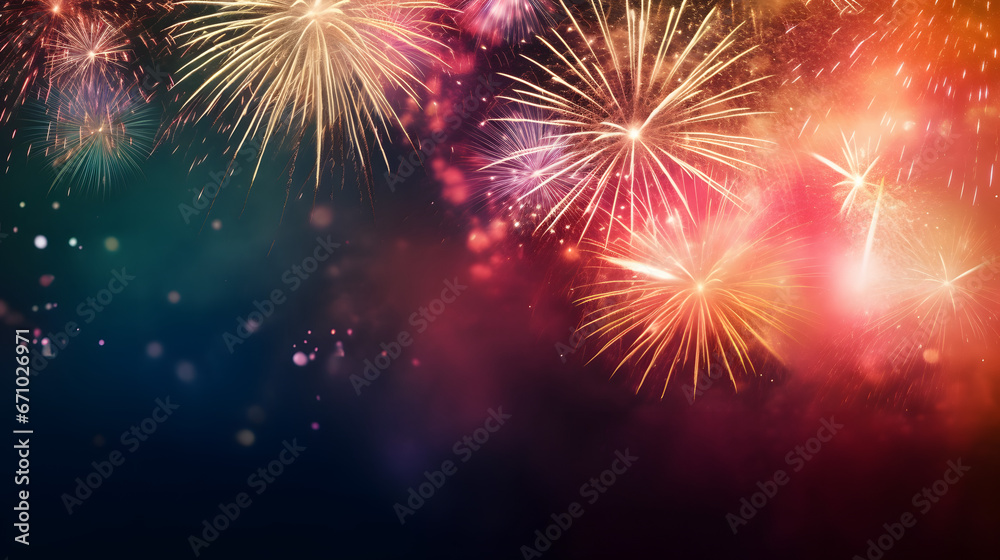 Abstract firework background with free space for text