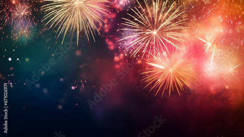 Abstract firework background with free space for text photo