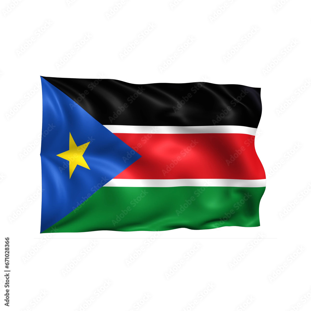 South Sudan national flag on white background.