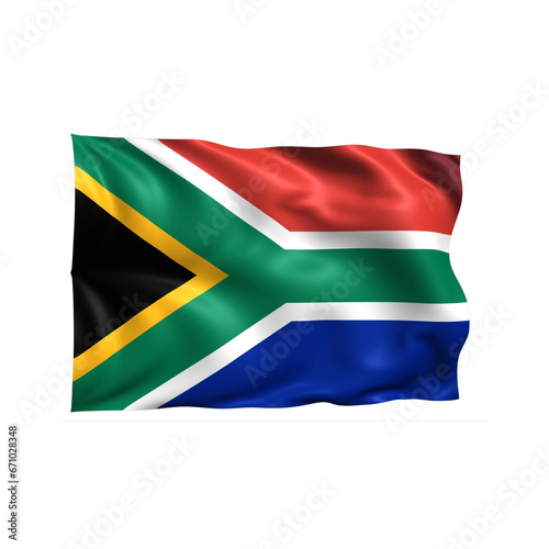 South Africa national flag on white background.