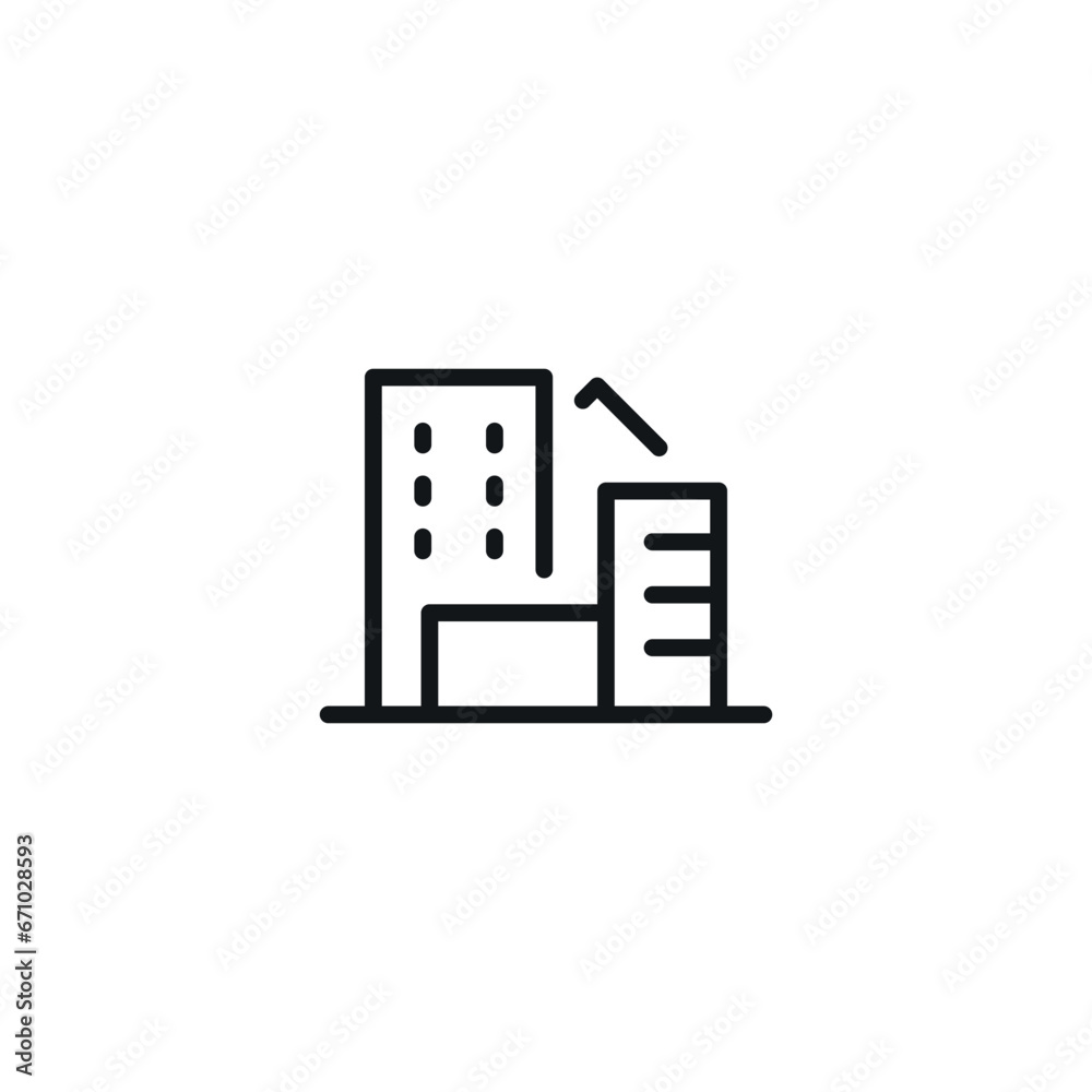 City buildings, urbanization linear icon. Thin line customizable illustration. Contour symbol. Vector isolated outline drawing. Editable stroke