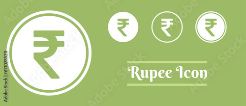 Rupee icon set. Collection of solid icons in green colour, circle filled and stroke, vector illustration pack. financial infographic elements. Isolated Silhouette expandable vector

