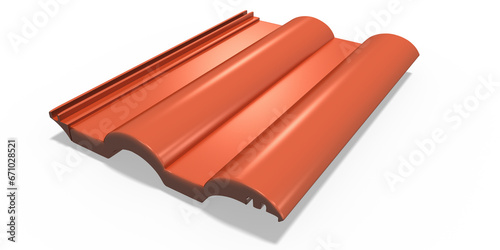 3d roter Dachziegel, Dachpfanne aus Stein oder Beton für Hausdächer, freigestellt, transparenter Hintergrund