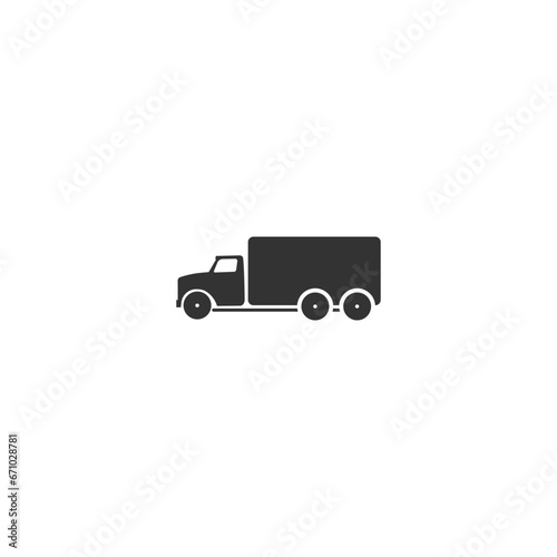 Truck trailer vector icon. Semi lorry wagon commercial transport logistic concept. Van delivery shape sign isolated on white 