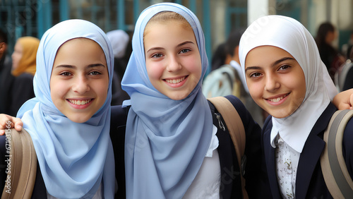 Muslim school girls at school photo