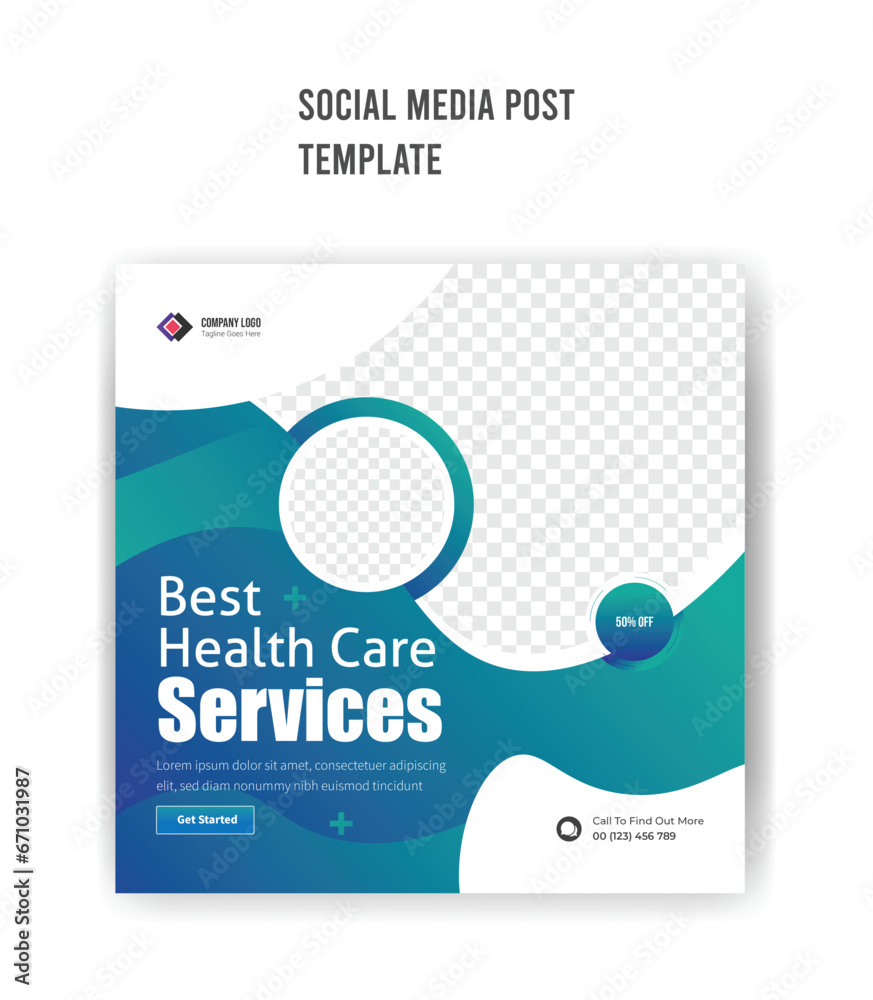 Best health care services post template design, social media advertisement banner template 