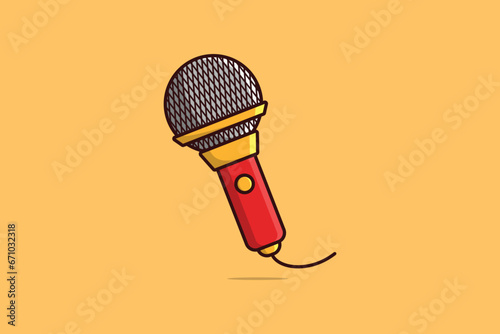 Microphone Logo for broadcast and show. Technology object icon concept. Musical element for singing vector logo.