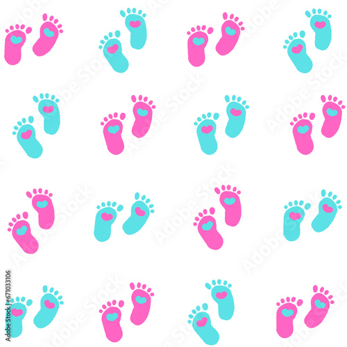 abstract children foot print pink blue color pattern background