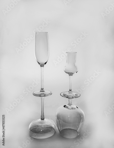 Empty wine glass silhouette isolated white