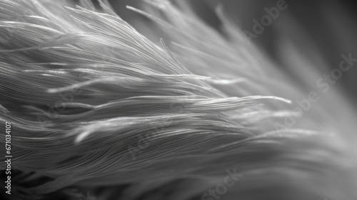 Beautiful abstract white and black feathers on Black background and soft white feather texture.