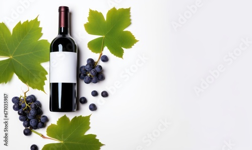 bottle of wine and grapes mockup