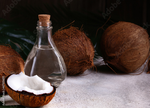 organic vegetable coconut oil in bottle