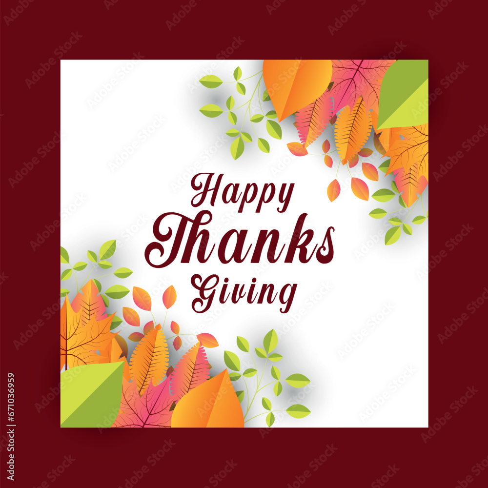 Obraz premium Happy Thanksgiving card with autumn leaves background