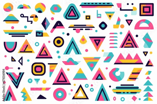 Modern abstract background with geometric shapes in Memphis style.