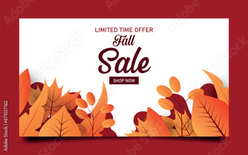 Horizontal sale banner template for fall season celebration