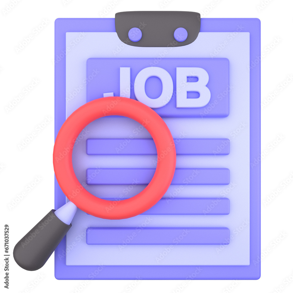 search job of 3d illustration. Search Engine 3D Concept. job writing on the box board and a magnifying glass. 3d render search job of 3d illustration. Search Engine 3D Concept. job writing on the box board and a magnifying glass. 3d render