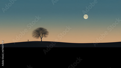 moon and tree