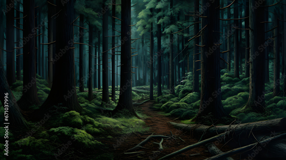 Fototapeta premium dark forest in the forest