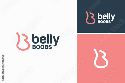 Initial Letter B Baby Boobs Belly Beauty Body for Prenatal Pregnancy Woman Logo Design