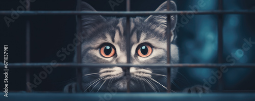 Adorable Cat Trapped In Cage © Anastasiia