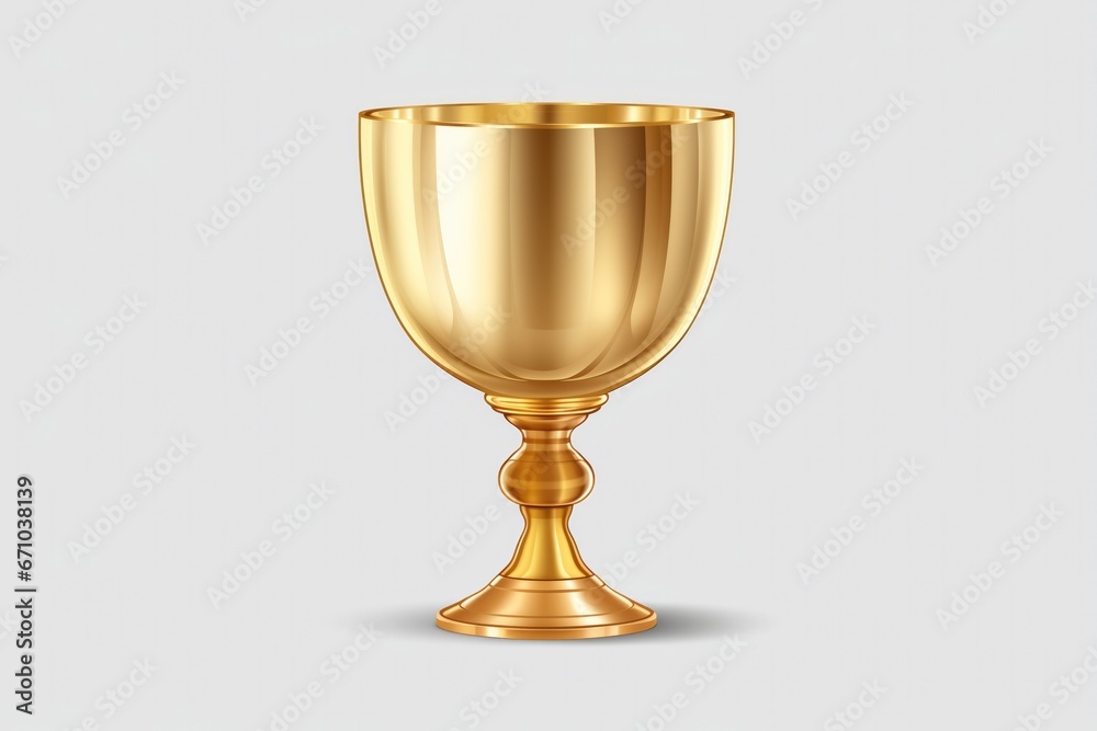 Golden Chalice On White Background. Сoncept Luxurious Table Setting, Opulent Decor, Regal Elegance