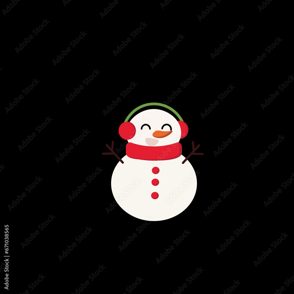 Snowman with Christmas Hat and Scarf, White Christman in Winter Wonderland with Snowman, Christmas Decoration Snowman with Christmas Hat and Scarf, White Christman in Winter Wonderland with Snowman, Christmas Decoration