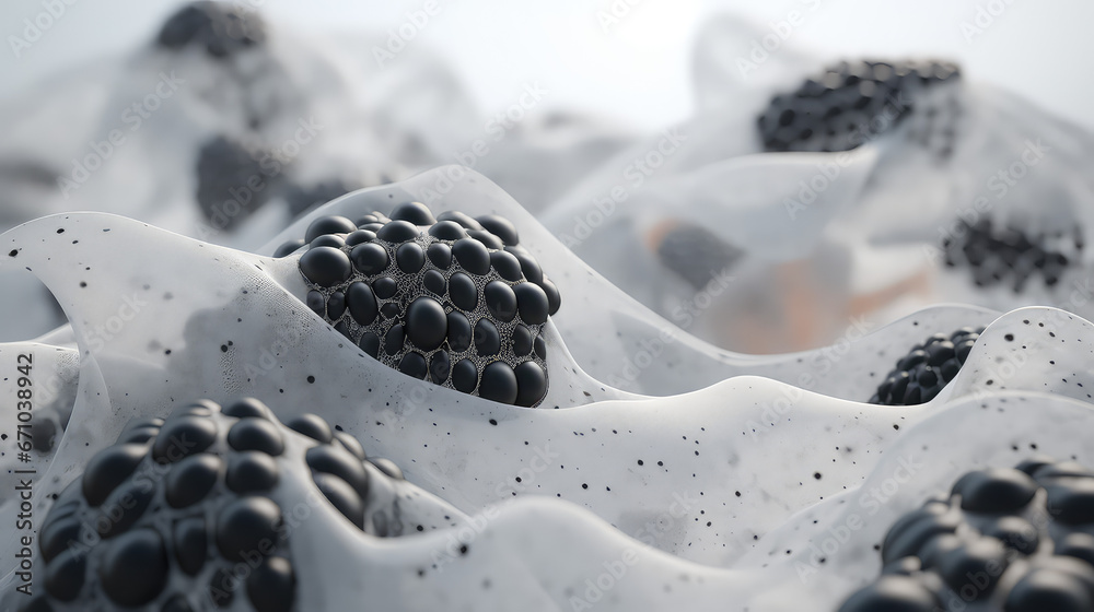 Close-up of white cloth with dirt particles flying off it. Creative concept for advertising bleach and detergent for clothes. 3d render illustration style.  - obrazy, fototapety, plakaty 