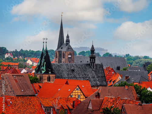 Fototapeta Naklejka Na Ścianę i Meble -  small town. tiled roofs, top view. UNESCO World Heritage city.