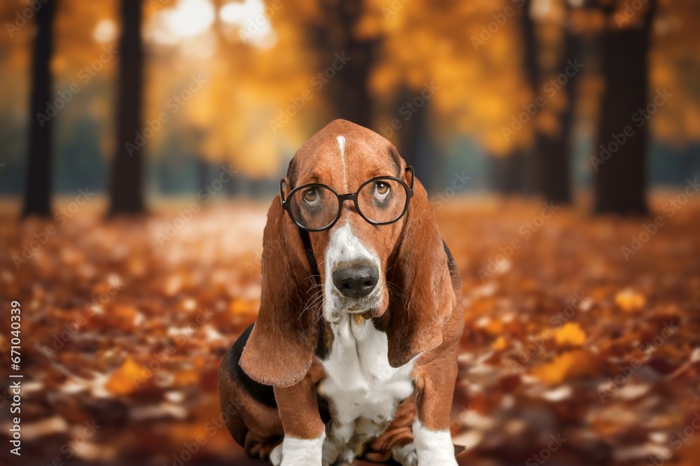 Cute young dog posing outdoor, AI generated image